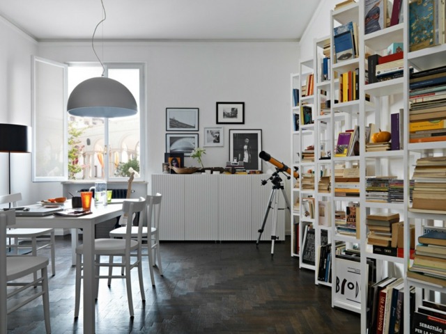 Podlahová komoda jedálenský stôl prívesok svetlá foto stena