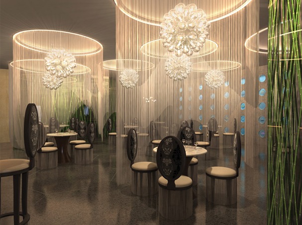 Nápady na dizajnový nábytok v luxusnej reštaurácii Dupoux