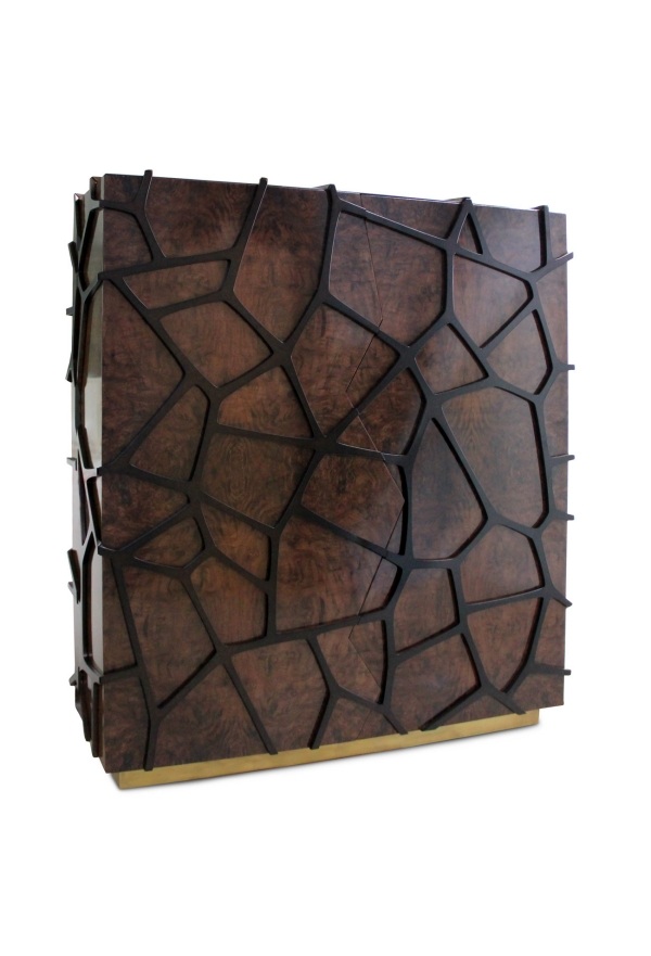 skriňový dizajnový nábytok orion z drevenej mosadze Brabbu