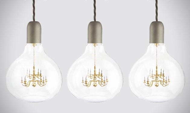 dizajnový prívesok svetelný kráľ edison mosadzný mini luster