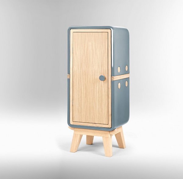 dizajn skrinky z dreva a keramiky sivý uzavretý