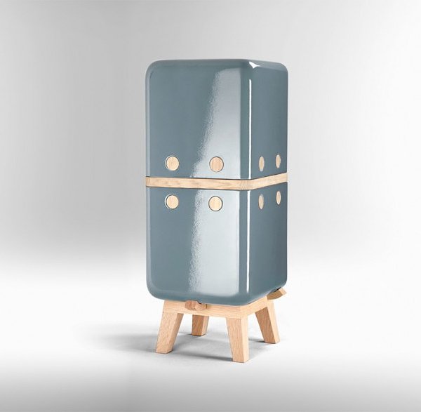 dizajn skrinky z dreva a keramiky na zadnej strane