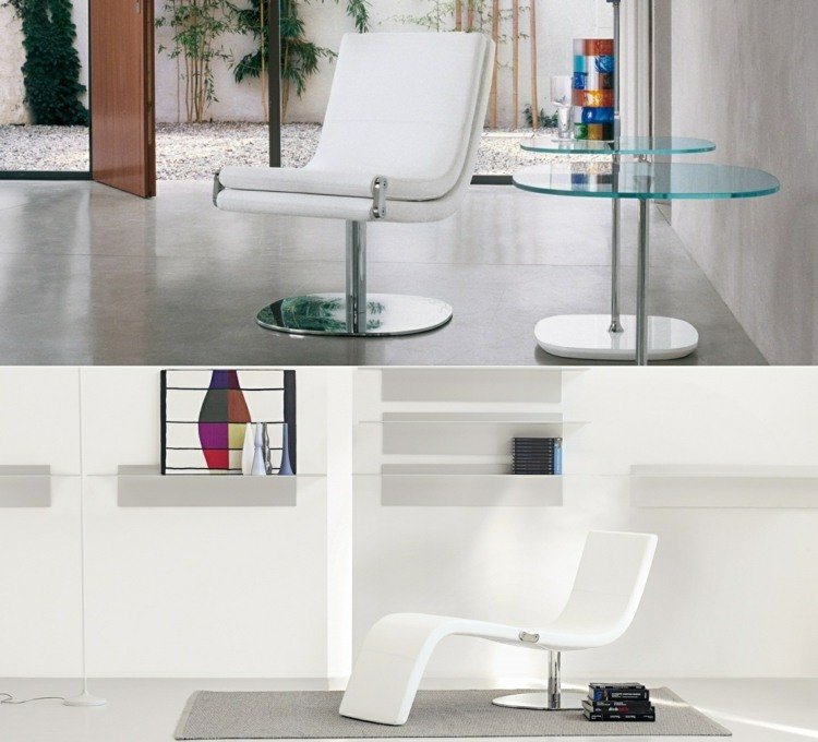 Kreslo moderné relaxačné kreslo talianskej bielej farby