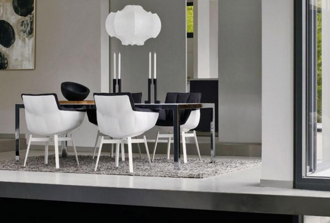 plevová verzia stoličky jedáleň biela čierna elegantná