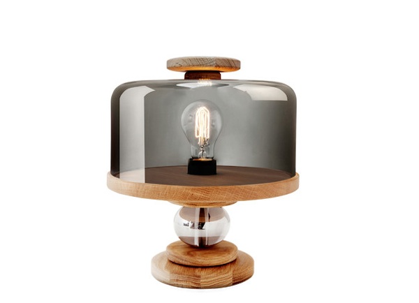 dizajn stolnej lampy vzhľad dubového dreva stojan na údené sklo stolná lampa dubový drevený stojan na údené sklo