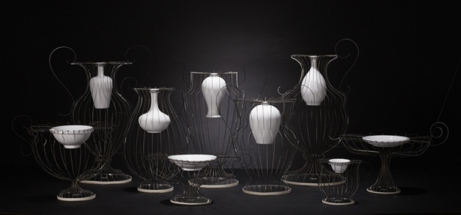 dizajnové predmety vázy porcelán nerezová oceľ lin wei-teng znovuzrodená séria dizajnové vázy porcelánová nerezová oceľ lin wei-teng znovuzrodená séria