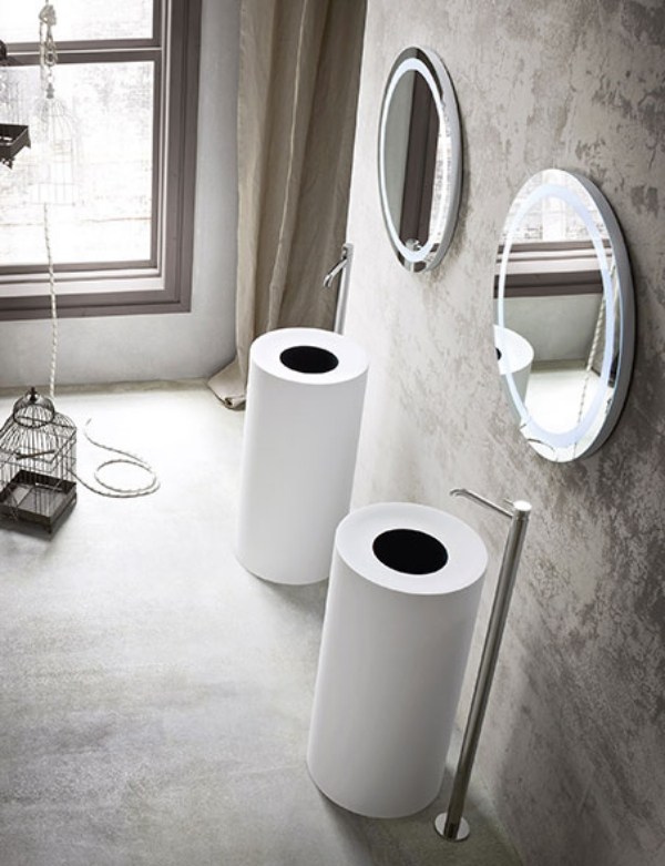 voľne stojací drez valcového tvaru moderný nábytok