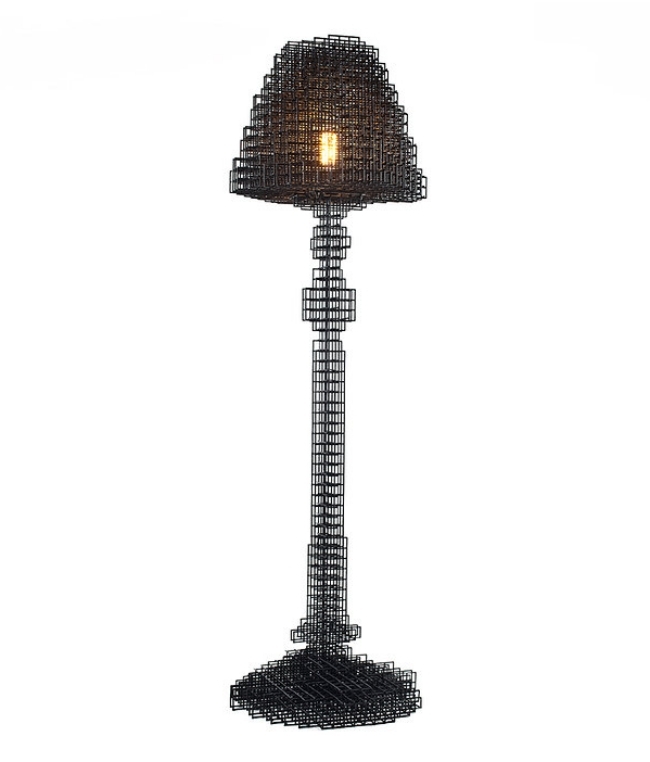 dizajnová stojanová lampa drôtené pletivo bomi park čierna Dizajnový nábytok drôtená sieťová stojanová lampa bomi park čierna