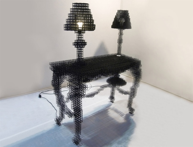 Dizajnová stolná lampa z drôteného pletiva Bomi Park Dizajnérska stolová lampa Bomi Park Drátový model