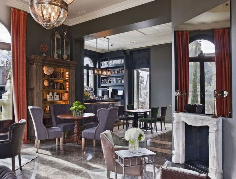 Lobby v hoteli - luxusný interiér s vintage nábytkom Dizajnový nábytok-luxusný-konferenčný stolík-skriňa-moderný