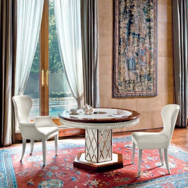 elegantný biely okrúhly jedálenský stôl elegantný-biely-okrúhly-jedálenský stôl