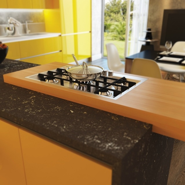 Plynové varné dosky Koncept kuchyne Kuchynský ostrov pracovná doska drevo-žula varné dosky kuchynský koncept ostrovný pracovný pult drevo-žula