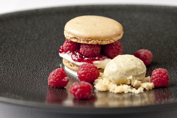 Macaron malinový zmrzlinový jogurtový krém