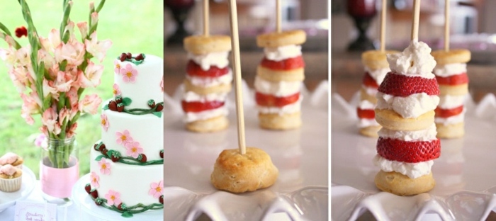 torta jahodový krém labutienky krémová kytica svadobné deko