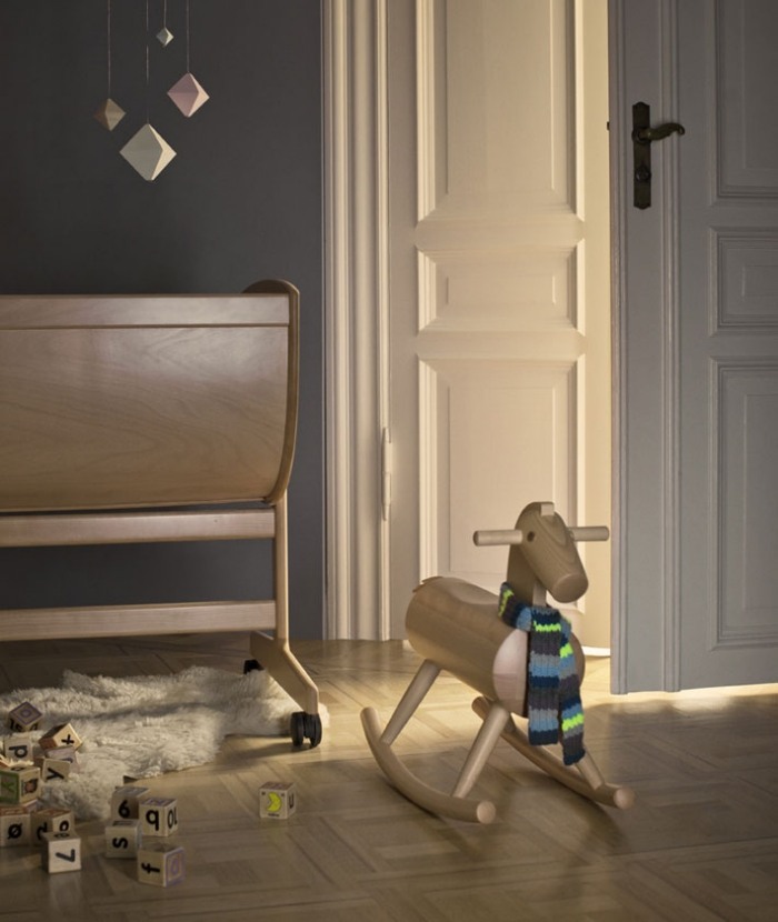 detská kolíska-štyri kolesá-lakovaný-buk-hypoalergénny matrac