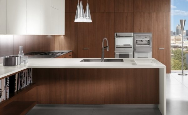 moderný dizajn kuchyňa ernestomeda drevené čelá biele pracovné dosky dizajnová kuchyňa ernestomeda drevené čelá biele pracovné dosky