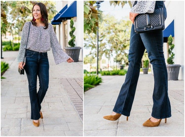 Topánky v štýle nohavíc s hnedými lodičkami so zvonovými rukávmi