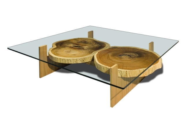 plátok konferenčného stolíka kmeň stromu krásy za sklom