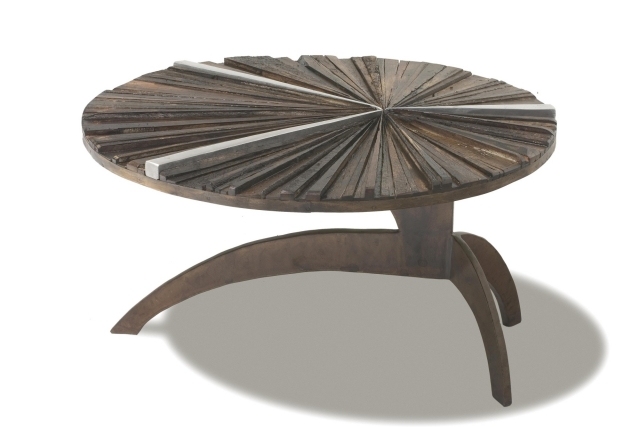 Konferenčný stolík ferpas dizajn masívne drevo okrúhle