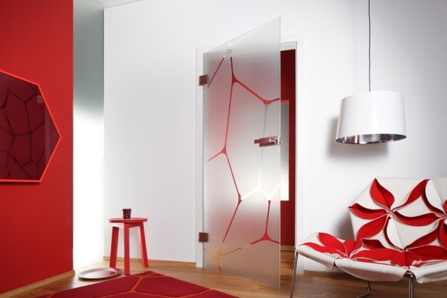 Dizajnové sklenené dvere Lars Contzen bunky vzor číre matné sklo