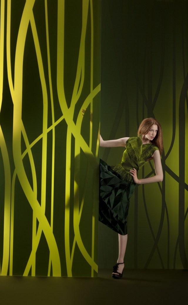 Dizajnové sklenené dvere dekorujú zelené listy lars contzen