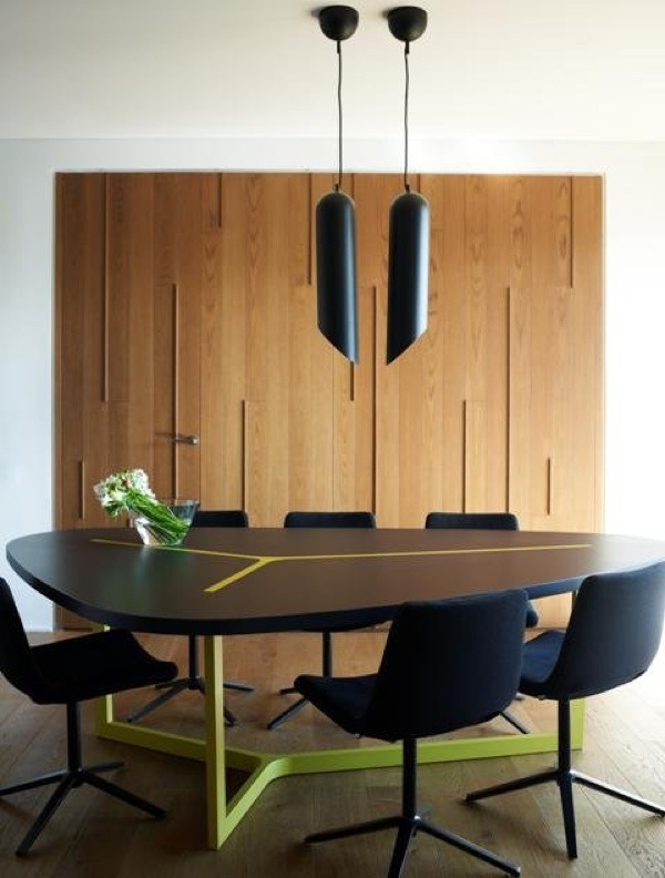 moderná jedáleň - čierno -zelený dizajn