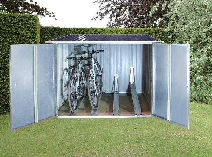 Priestranný kovový box na bicykle pre niekoľko bicyklov Priestranný-box-na-bicykel-garáž-z-kovu-niekoľko-bicyklov