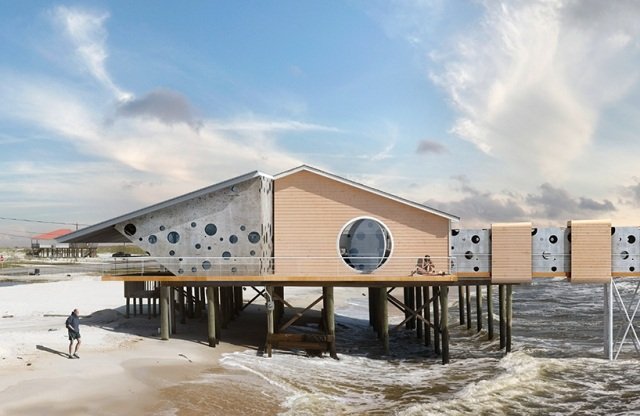 Bungalov surrealistickej architektúry dom odolný voči chůdám počas hurikánu dionisio gonzalez