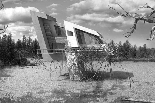 uhlová futuristická obytná budova podporuje šetrné využívanie zdrojov