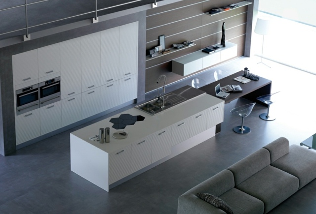 moderný kuchynský ostrovček priestorovo úsporný koncept priestoru Koncept miestnosti šetriaci priestor kuchynského ostrova, chytré plánovanie miestnosti