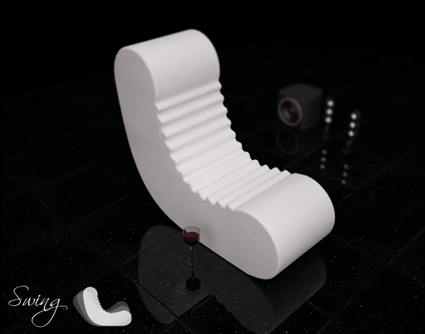 Koncept krivky kresla v salóniku a relaxe, biely