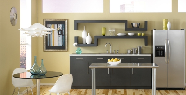 moderná bloková kuchynská stena farebný svetlý pastel Bloková kuchynská stena farba svetlo pastelová oranžová