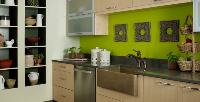 nápady na farbu kuchyne so zeleným prízvukom na stenu Nástenné kuchynské farebné nápady pre kuchyňu moderné