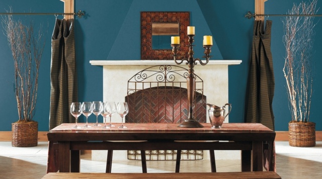 klasický krásny nápad v štýle country benzínová modrá Nápady na vidiecky štýl benzínová modrá stena