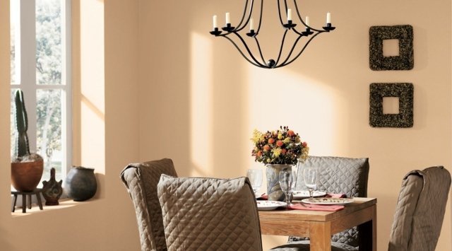 béžová svetlooranžová farba steny dizajn kuchyne jedálenský kút Nápady na dizajn steny kuchynského jedálenského kúta