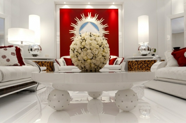 biele akcentové steny obývacia izba eklektické nápady na zdobenie