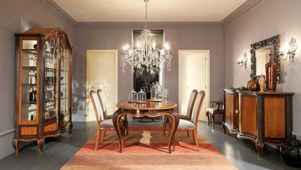 luxusný dizajn jedálne Luxusný béžový skriňový drevený nábytok