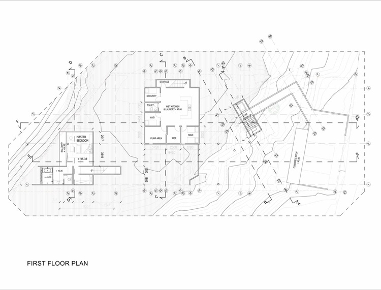 Architektonický náčrt pôdorysu prvého poschodia