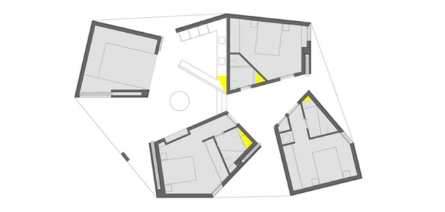 skica moderný dom firran visozo štyri časti