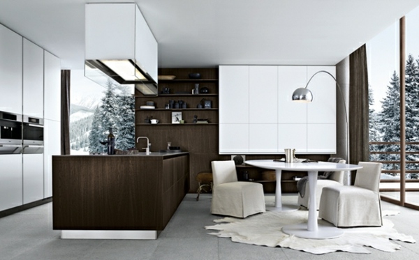 Kuchynský ostrovček-hnedo-biely