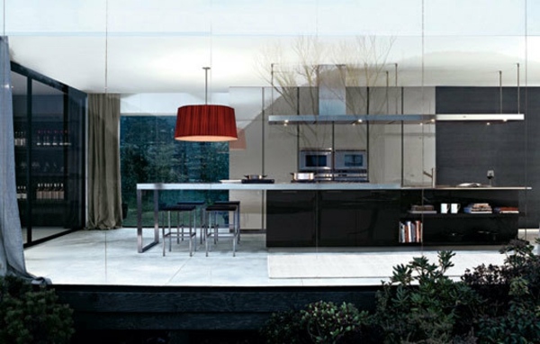 moderný-kuchyňa-červený-luster