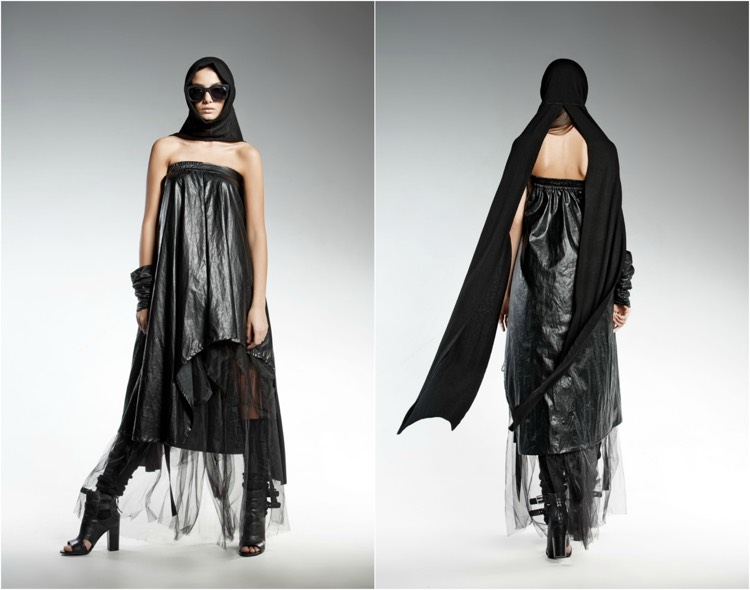 šaty bez ramienok v štýle vrstvenia modern-fashion-brand-pendari-off-the-rameno-šaty-tyl-polyuretán