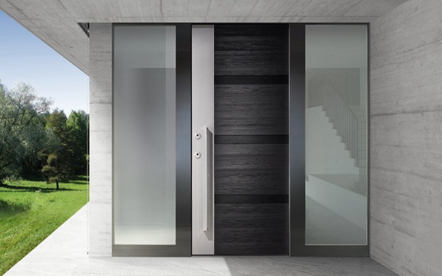 Nápady na bočné vchodové dvere navrhujú kovový sklenený dom Nápady navrhuje dom sklo čerešňa kov