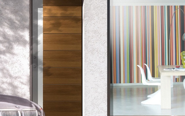 Vchodové dvere moderné drevené nerezové dodatočne zosilnené Drevo, nehrdzavejúca oceľ, dodatočne vystužená, solídne odolná