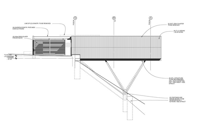 Residence Side View-Cantilever Construction California na svahu