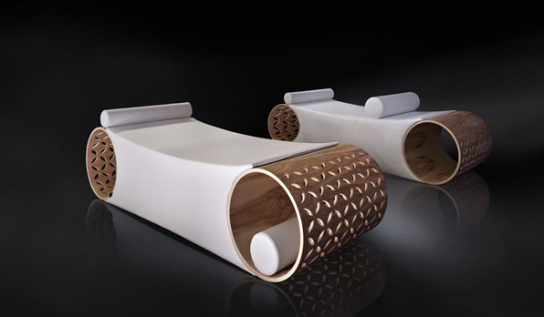 Leňoška z olivového dreva, dizajn baldessari