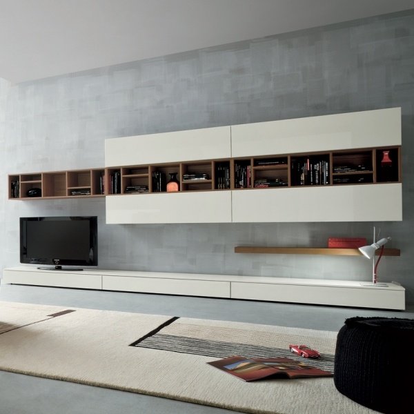 moderná skrinka na stenu, béžová, drevo biela