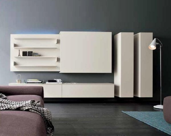 moderné nástenné posuvné televízne panely béžové