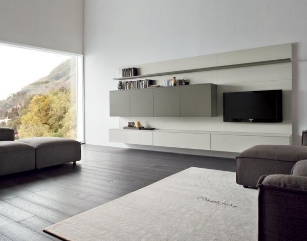 moderná nástenná jednotka v obývačke jasné línie dall agnese