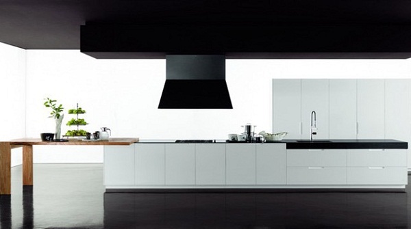 minimalistická čiernobiela kuchyňa od dreveného pultu Zampieri Cucine minimalistický-kuchynský-Zampieri-Cucine-čierno-biely-drevený pult